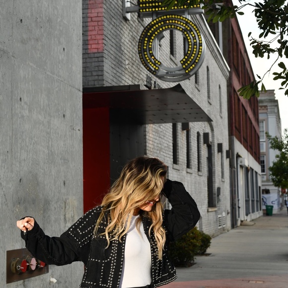 Women Black Oversized Stud style Biker Jacket - Picture 1 of 10